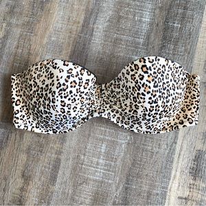 Victoria’s Secret Leopard Print Strapless Swim Top Size 34C
